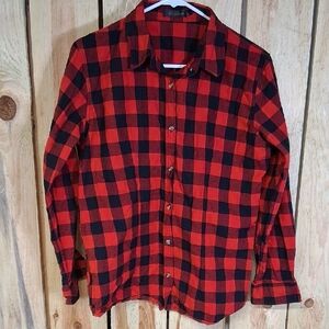 Boninos Womens Flannel Plaid Button Down Shirt Size L Outdoors Hiking